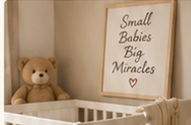 Warm nursery with a crib and a framed message